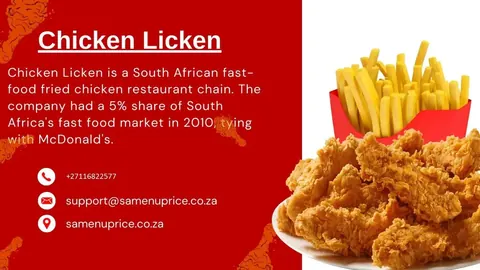 Chicken Licken menu and prices in South Africa