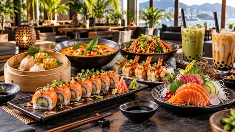 Salmon House menu with sushi, sashimi, dim sum, curry and noodles
