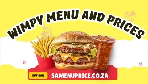 Wimpy breakfast, chicken burger and chips served on a restaurant table